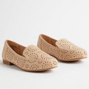 Torrid Womens 9.5 WW Perforated Detail Flats Tan Slip On Loafers